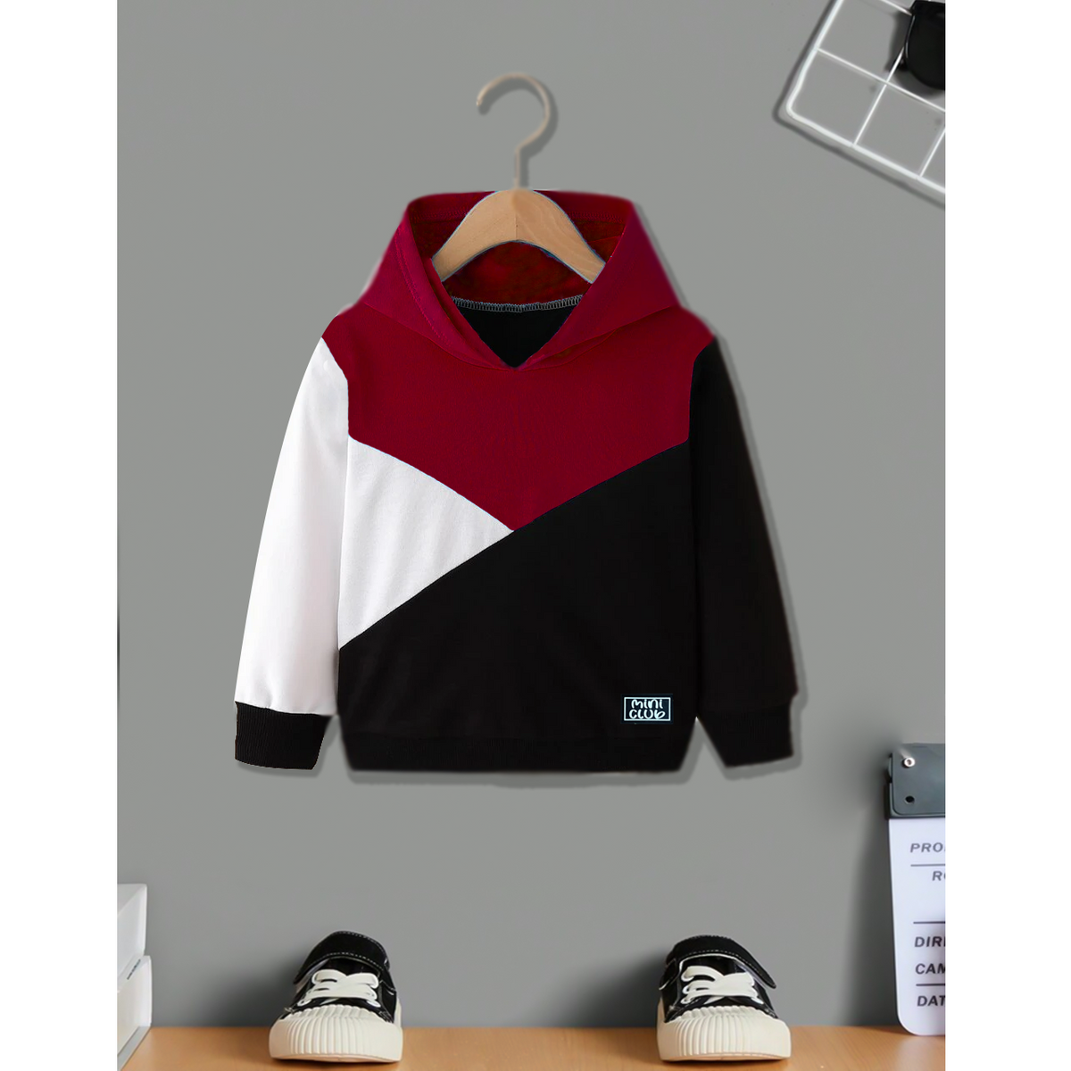 Mehroon Color Block Hood